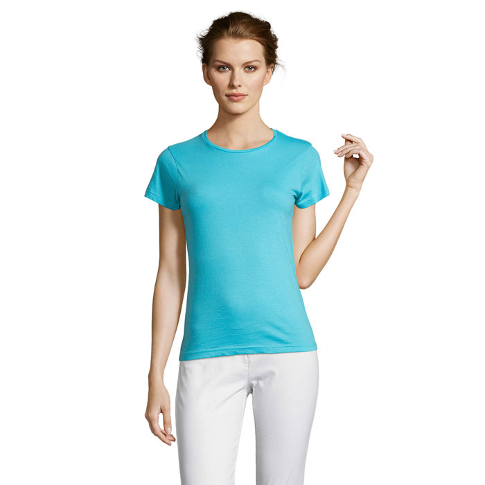 T-shirt personnalisé femme en coton 150g Miss bleu atoll